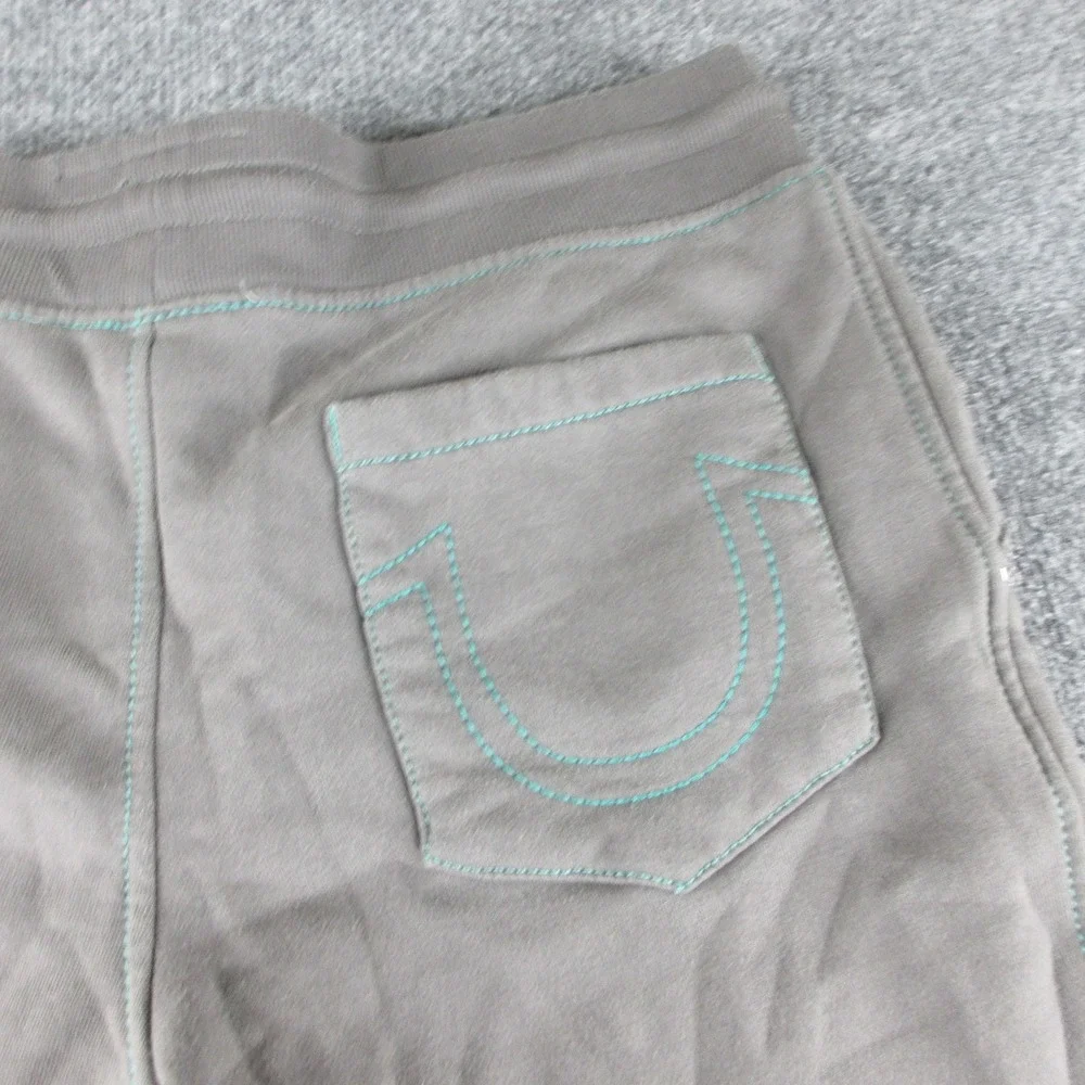 True Religion Sweatpants Mens L Gray Elastic Waist Drawstring Pockets‎ Logo